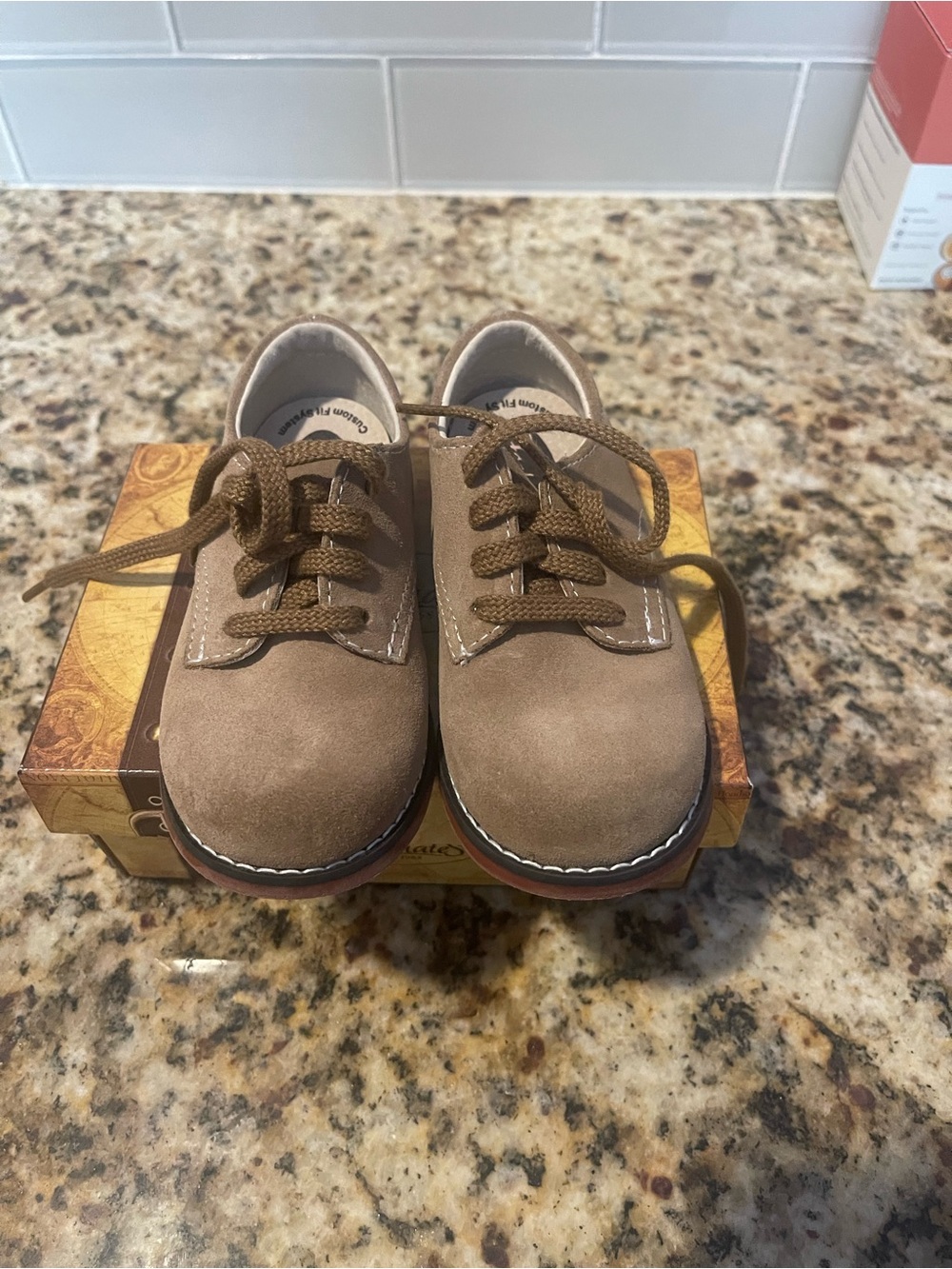 FootMates Kids Tan Suede Lace-Up Dress Shoes